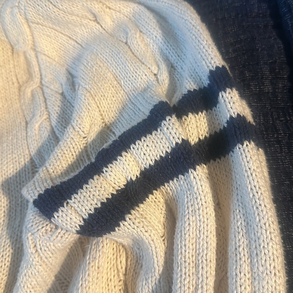 Rarely worn zip up knit hoodie from Rugby Polo with blue varsity stripes on left - Picture 2 of 5